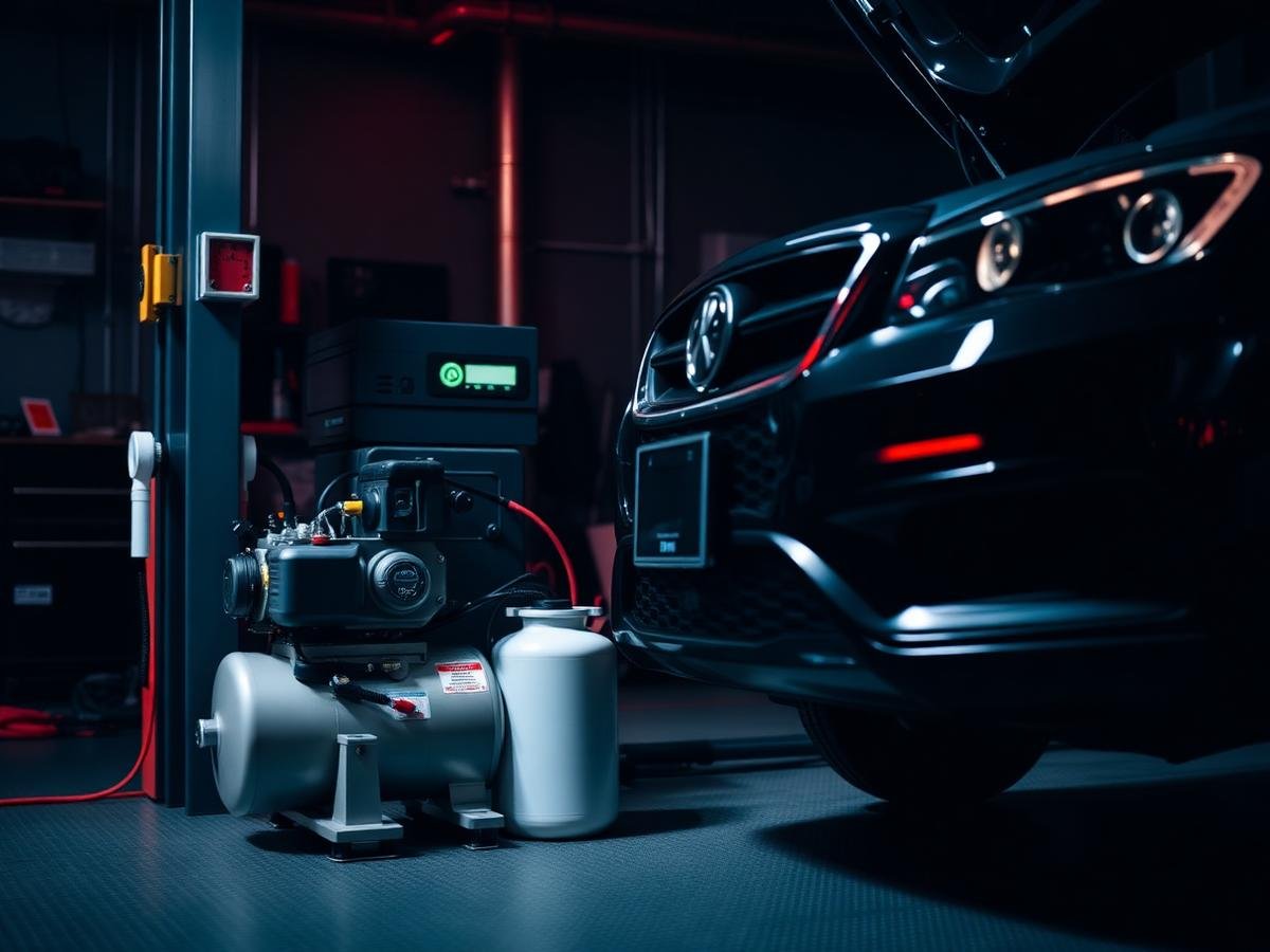 Car AC compressor and refrigerant service equipment